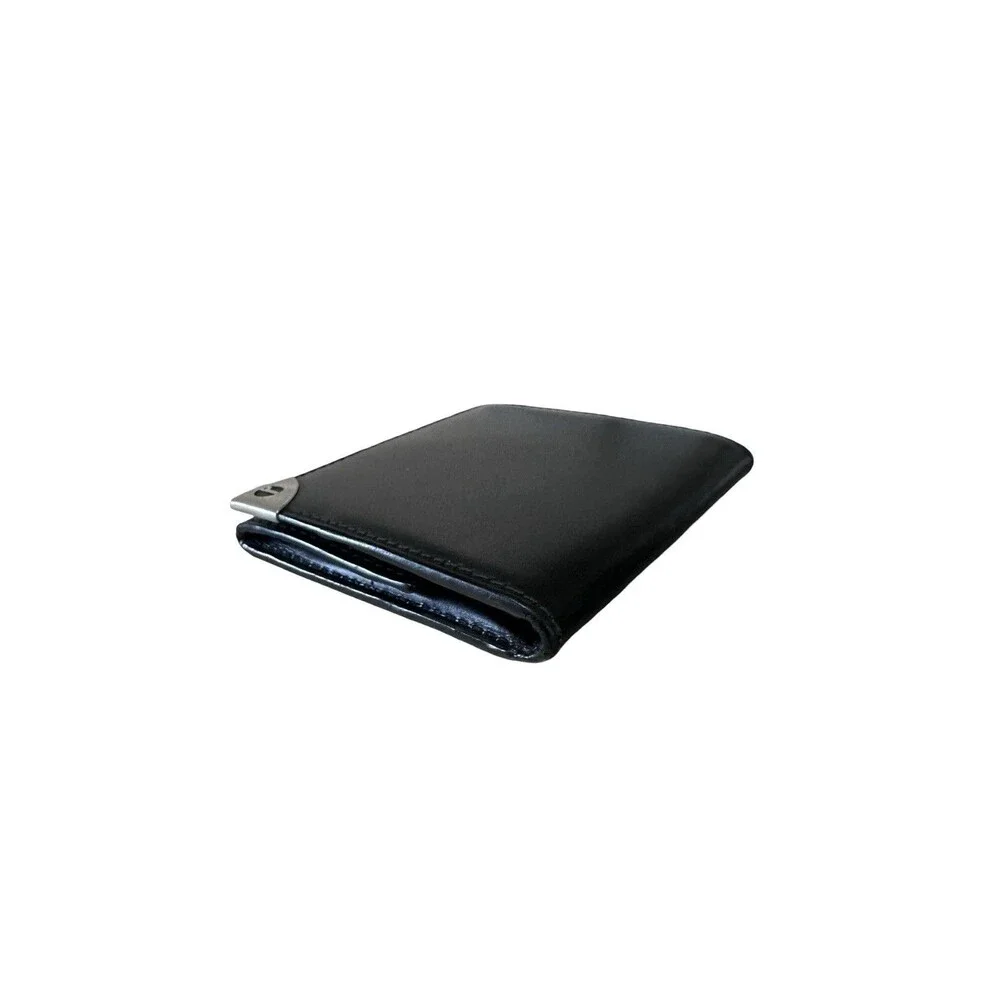 Dunhill Compact card/coin Black Leather Case Silver Hardware Mens/Women's Unisex